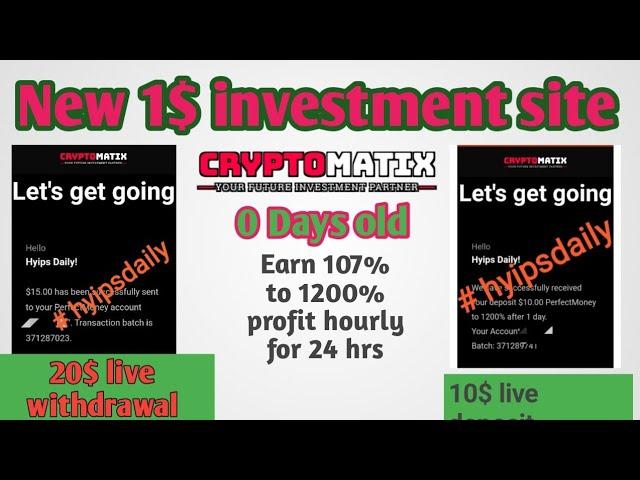 New 1$ Hyip Investment site cryptomatix.cc! Detailed review, 10$ deposit, 20$ withdrawal #Hyipsdaily