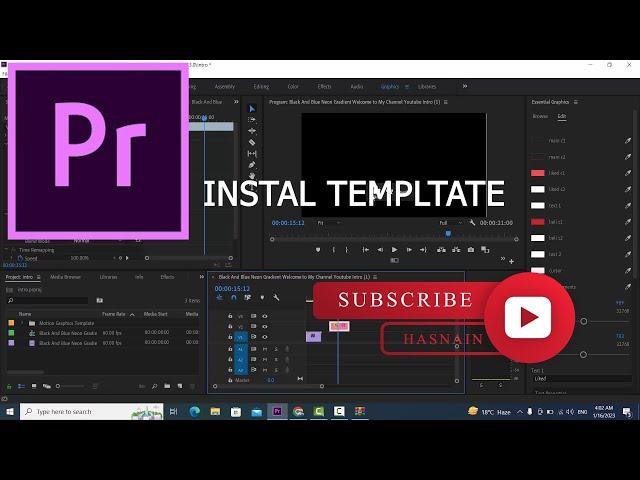 Install Motion Graphics Template - Essential Graphic - Adobe Premiere Pro Urdu /Hindi