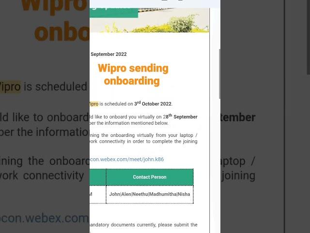 Wipro Onboarding Update 28th Sep onboarding