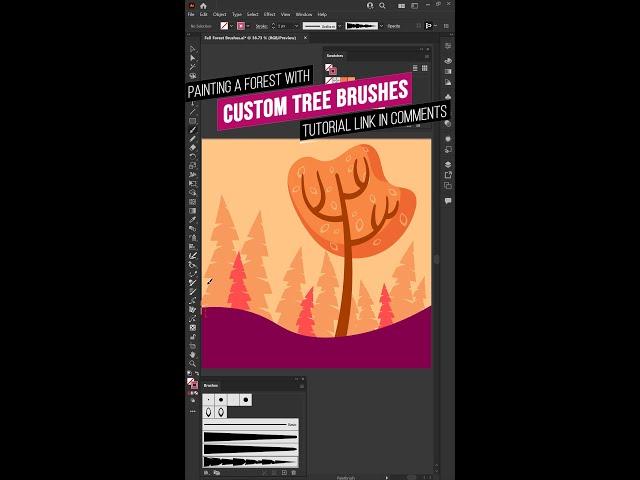  Draw Easy Treeswith Art Brushes in Adobe Illustrator #shorts #adobeillustrator #vectorart