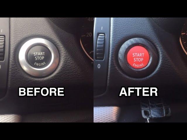 Installing Red Push Start Stop Button & Wrapping Bezel in Carbon Fibre BMW E88 E87 E82 E81 3 Series