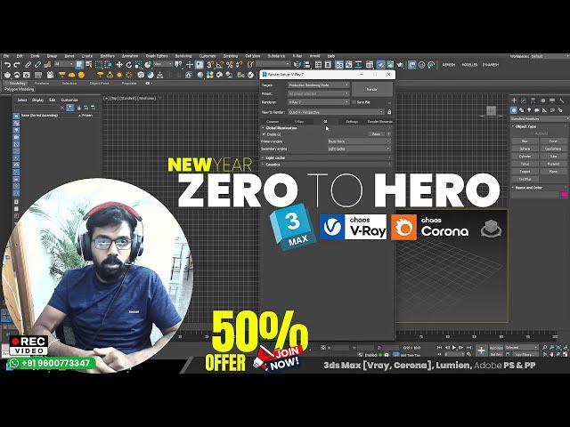 2025 New Year offers 3ds Max, Vray, and  Corona Render for beginners to advanced level training