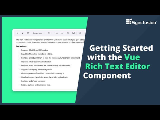 Getting Started with the Vue Rich Text Editor Component