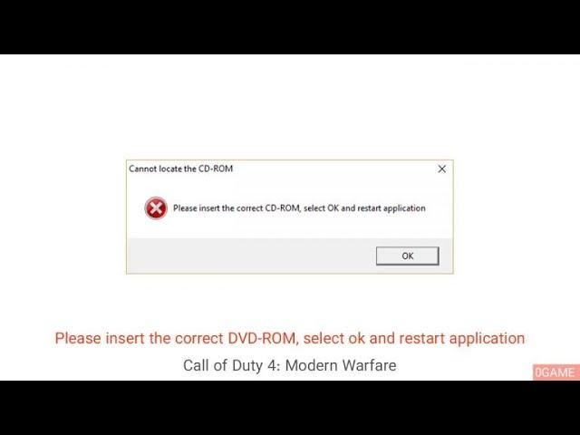 Please insert the correct DVD ROM select OK and restart application