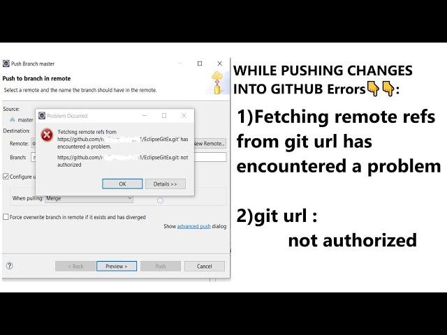 fetching remote refs from github url has encountered a problem || github url not authorized