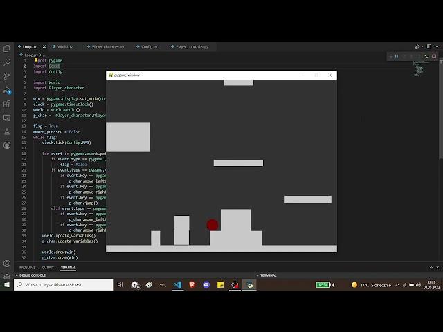 Simple platformer game (Python, Pygame, Box2D)