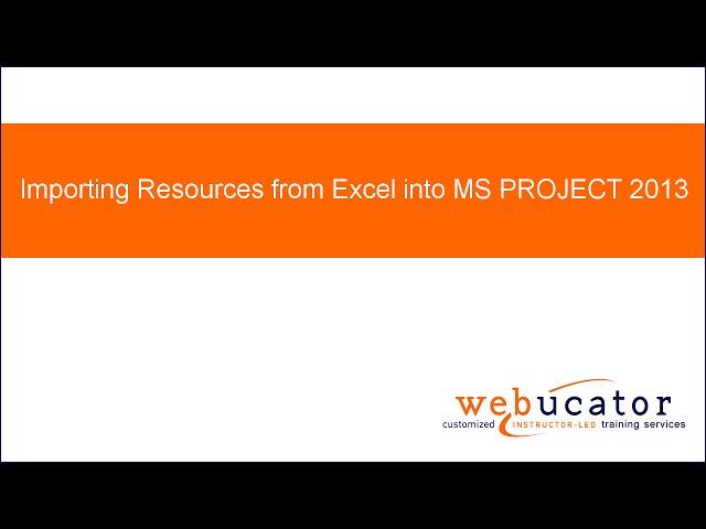 Importing Resources from Excel into MS PROJECT 2013