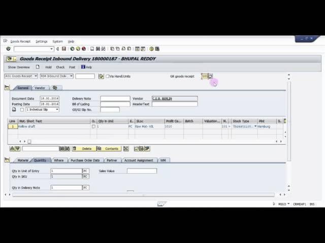 How to do goods Receipt wrt an Inbound Delivery - SAP Supply Chain Management Basic Videos