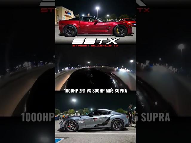 1000hp ZR1 vs 800hp MK5 Supra #streetracing #cars #sstx #corvette #supra