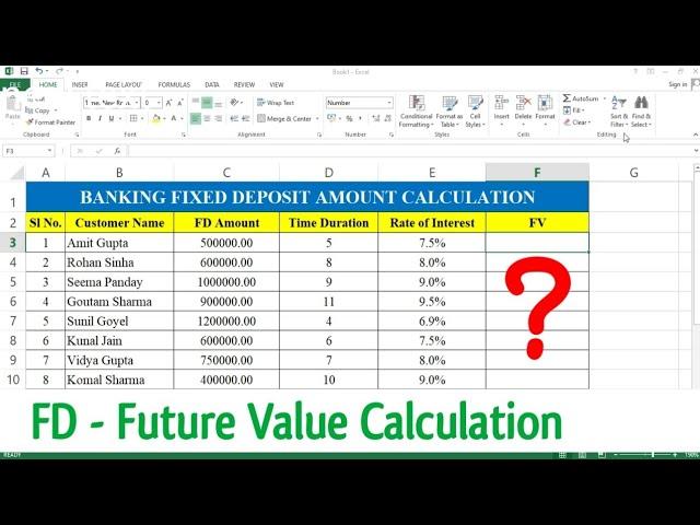 How to Calculate Fixed Deposit Maturity Amount in Excel | Calculate Future Value on MS Excel