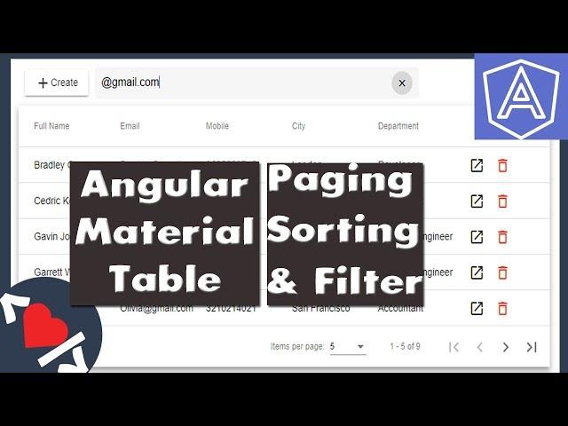 Angular Material Data Table - Paging, Sorting and Filter Operation