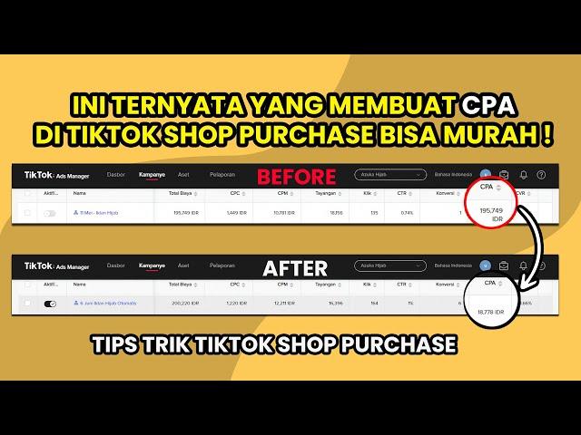 3 FAKTOR YANG MEMBUAT CPA IKLAN DI TIKTOK SHOP PURCHASE BISA MURAH !  | Iklan Tiktok Shop Purchase