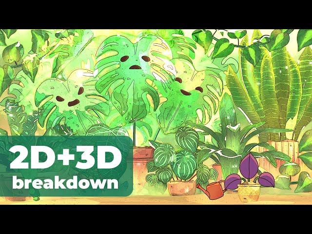 Creating a 2D/3D 'Monster Monstera' Scene | Blender & Grease Pencil Breakdown