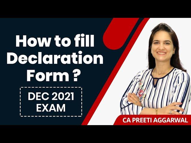 How to fill Declaration form | CA Foundation Dec 2021 Exam