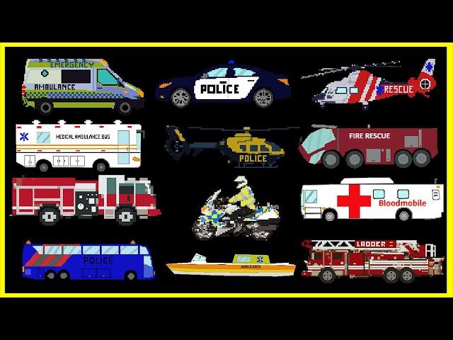 Emergency Vehicles – Police Car, Fire Truck, Ambulance | Videos for Kids | Fun & Educational