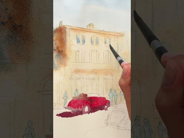 Full tutorial on this Provence city scene is on my channel right now! #watercolorcityscape #ereena