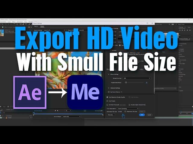 HOW TO EXPORT HD VIDEOS WITH SMALL FILE SIZE IN AFTER EFFECTS | EXPORT HD VIDEO AFTER EFFECTS