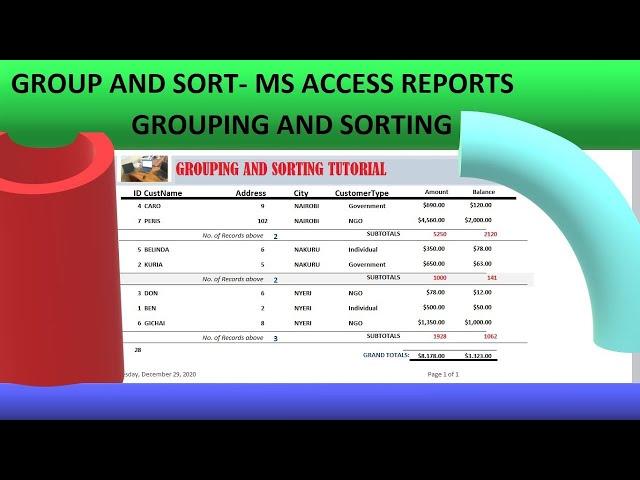 Grouping and sorting Group and Sort in Microsoft Access REPORTS