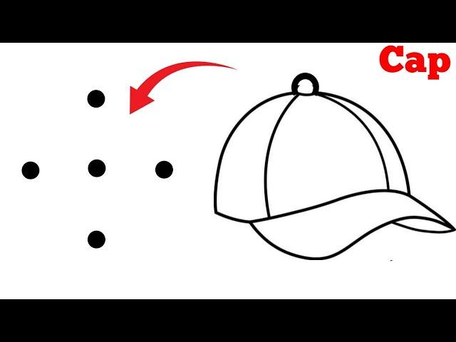 How to draw Cap from 5 dots | Easy cap drawing for beginners | Dots drawing