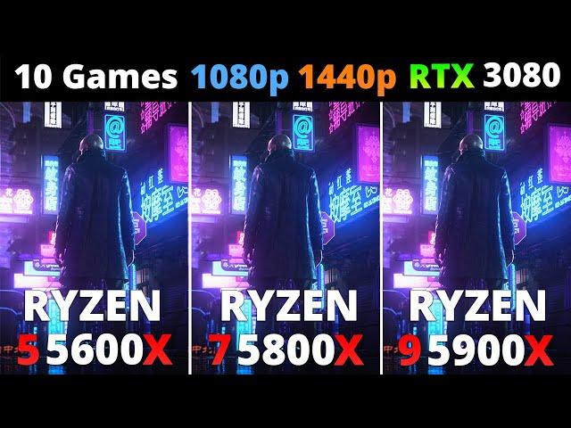 Ryzen 5 5600X vs Ryzen 7 5800X vs Ryzen 9 5900X - Performance Comparison 10 Games 1080p and 1440p