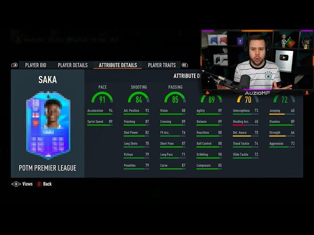 Auzio Reacts to NEW 88 POTM Saka SBC