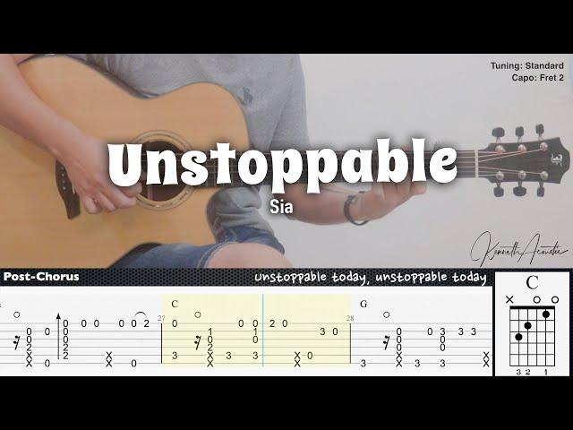 Unstoppable - Sia | Fingerstyle Guitar | TAB + Chords + Lyrics