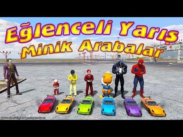 Minik Arabalar ile Eğlenceli Yarış Örümcek Bebek Örümcek Çocuk Örümcek Adam Yarışıyor Joker Sunucu