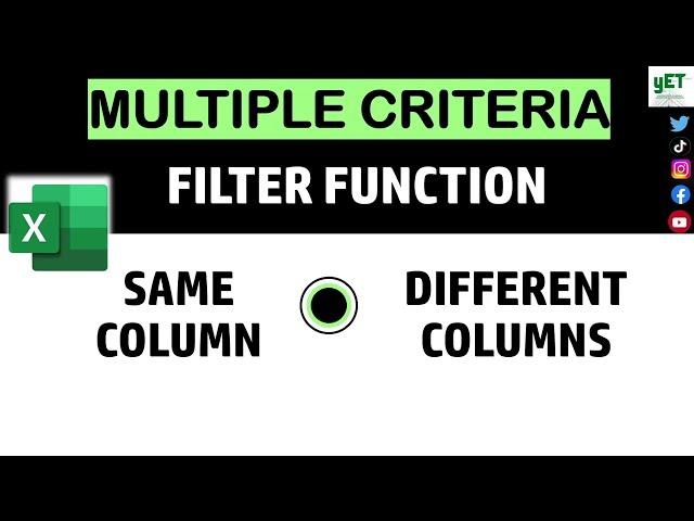 Filter Function || Multiple Criteria || Same Column || Different Columns