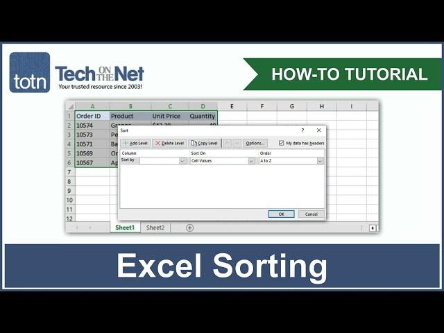 How to sort data in Excel