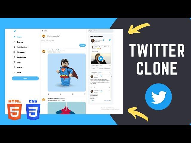 How to Build Twitter Clone using HTML and CSS - Beginners Tutorial