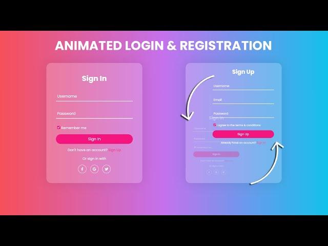 Animated Login and Registration Form with HTML CSS and Javascript