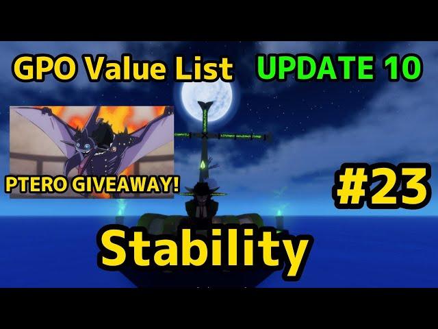 NEW GPO VALUE LIST UPDATE 10 #23 STABILITY