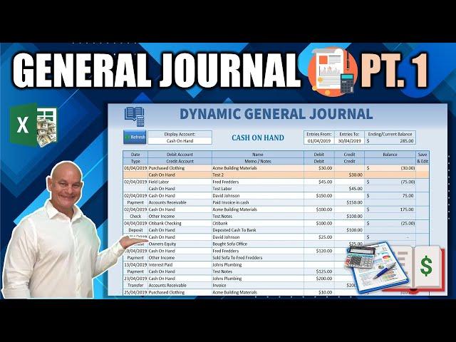 How To Create A Dynamic General Journal & Accounts Register In Excel