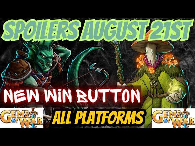 NEW WIN BUTTON! Gems of War SPOILERS August 21st 2023 / ALL PLATFORMS new troops new weapons pets