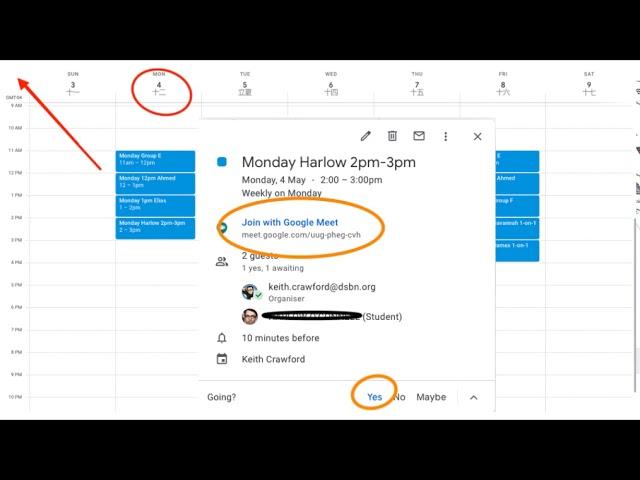 How to Accept Your Meet Invite Through Your Student Google Calendar