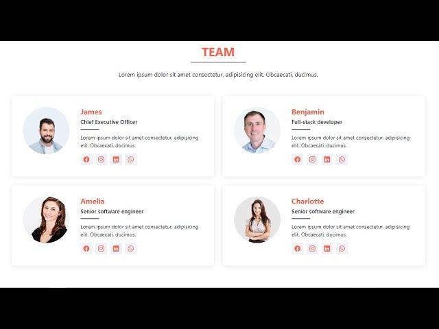 Responsive Team Section | Card Design using HTML, CSS, Bootstrap 5