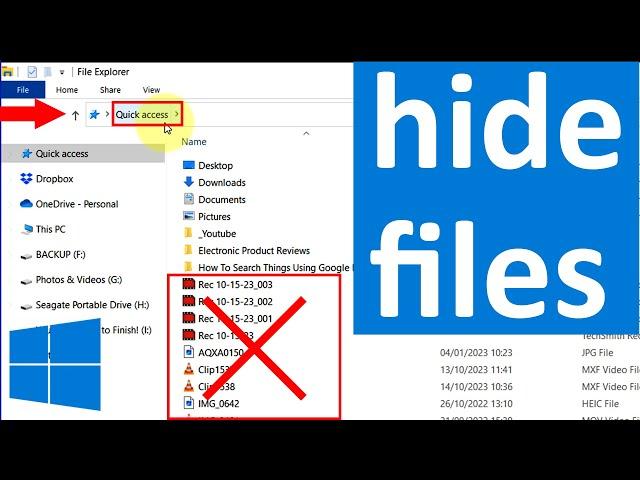 Remove recent files from quick access Windows