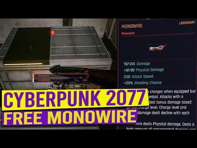 Free Legendary Monowire Location - CYBERPUNK 2077