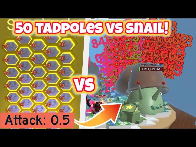 50 Tadpole Bees VS Stump Snail (Bee Swarm Simulator)