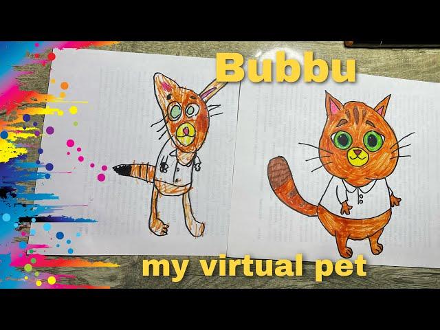 How to draw Bubbu my virtual pet cat | Как нарисовать котика Бубу из игры Мой виртуальный питомец