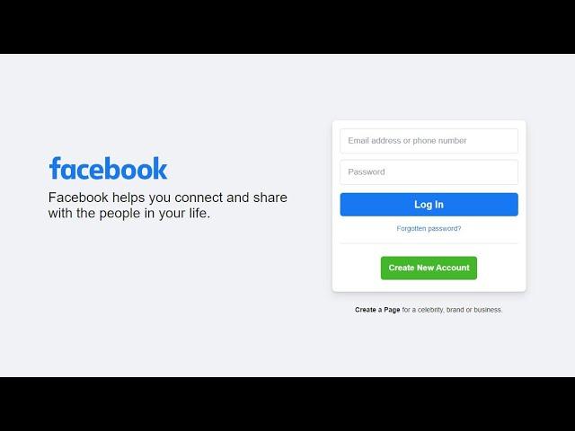 Facebook login page using HTML and CSS.