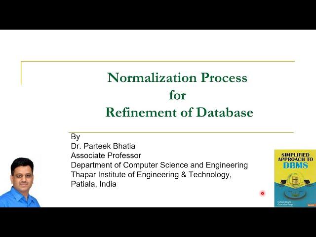 Normalization Process | DBMS | Parteek Bhatia | Simplified Approach to DBMS