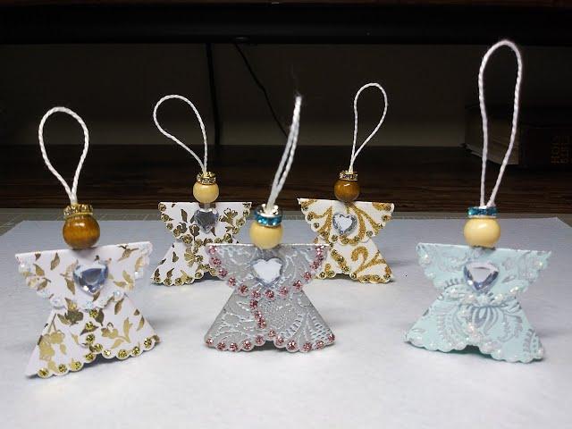 Making Sweet, Tiny Paper Angel Ornaments For Miniature Christmas Tree!