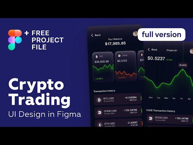 Figma Tutorial. Crypto Trading App UI Design in Figma + Free figma template