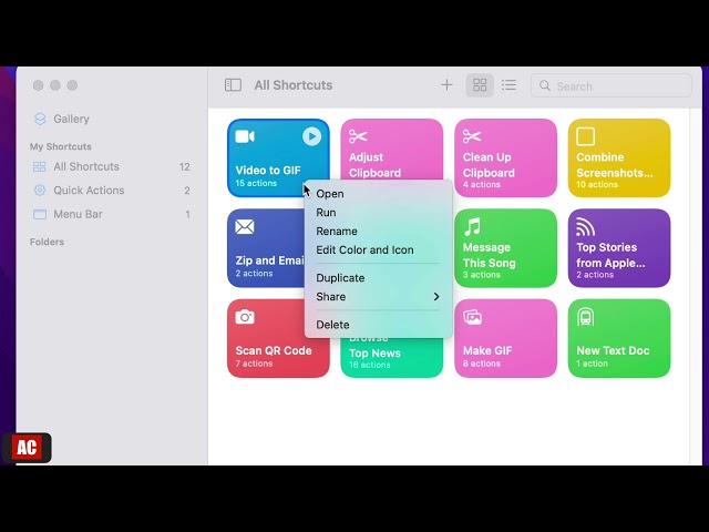 Shortcuts App - Video to GIF and Make GIF on macOS Monterey