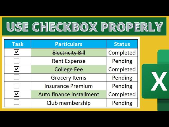 How to Use Excel Checkboxes with Strike Through