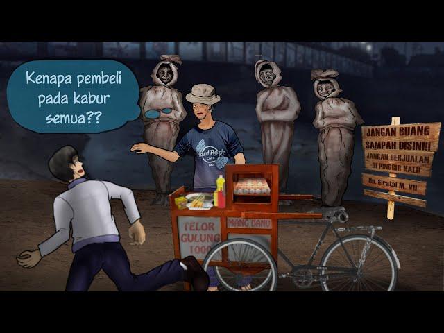 Misteri Pocong Pinggir Kali - Suka nenggelamin pedagang kecil #HORORMISTERI | Animasi Kartun Hantu