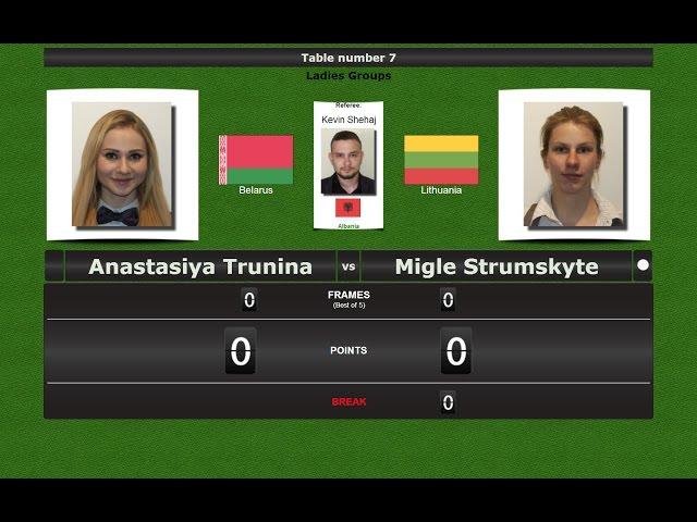 Snooker Ladies Groups : Anastasiya Trunina vs Migle Strumskyte