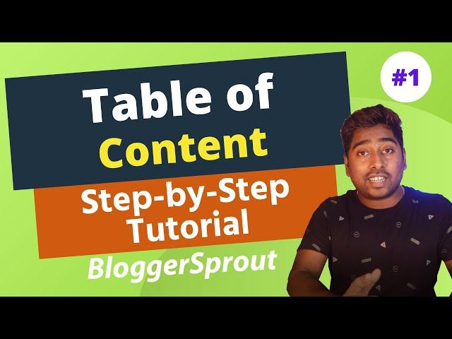 How To Add Table of Content in WordPress - Step By Step Tutorial - #BloggerSprout