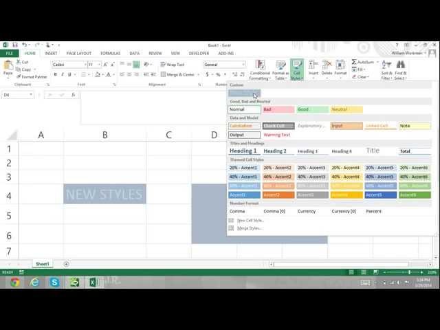 Excel For Noobs Part 50: How to Create a New Cell Style in Excel Excel 2016 Excel 2013